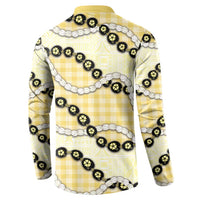 Yellow Palaka Hawaii Button Sweatshirt Kukui Nut Pikake Lei Hawaiian Tapa Pattern LT14 - Polynesian Pride