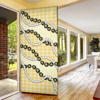 Yellow Palaka Hawaii Door Cover Kukui Nut Pikake Lei Hawaiian Tapa Pattern - Polynesian Pride