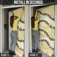 Yellow Palaka Hawaii Door Cover Kukui Nut Pikake Lei Hawaiian Tapa Pattern - Polynesian Pride