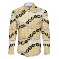 Yellow Palaka Hawaii Family Matching Off Shoulder Short Dress and Hawaiian Shirt Kukui Nut Pikake Lei Hawaiian Tapa Pattern - Polynesian Pride