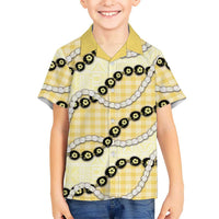 Yellow Palaka Hawaii Hawaiian Shirt Kukui Nut Pikake Lei Hawaiian Tapa Pattern LT14 - Polynesian Pride