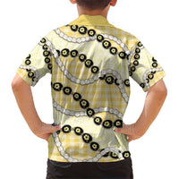 Yellow Palaka Hawaii Hawaiian Shirt Kukui Nut Pikake Lei Hawaiian Tapa Pattern - Polynesian Pride