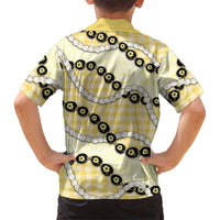 Yellow Palaka Hawaii Hawaiian Shirt Kukui Nut Pikake Lei Hawaiian Tapa Pattern LT14 - Polynesian Pride