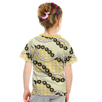Yellow Palaka Hawaii Kid T Shirt Kukui Nut Pikake Lei Hawaiian Tapa Pattern LT14 - Polynesian Pride
