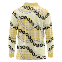 Yellow Palaka Hawaii Long Sleeve Polo Shirt Kukui Nut Pikake Lei Hawaiian Tapa Pattern LT14 - Polynesian Pride