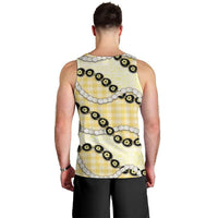 Yellow Palaka Hawaii Men Tank Top Kukui Nut Pikake Lei Hawaiian Tapa Pattern LT14 - Polynesian Pride