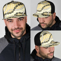 Yellow Palaka Hawaii Mesh Trucker Cap Kukui Nut Pikake Lei Hawaiian Tapa Pattern LT14 - Polynesian Pride