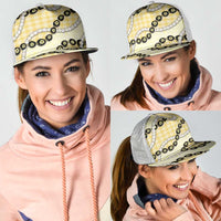 Yellow Palaka Hawaii Mesh Trucker Cap Kukui Nut Pikake Lei Hawaiian Tapa Pattern LT14 - Polynesian Pride