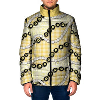 Yellow Palaka Hawaii Padded Jacket Kukui Nut Pikake Lei Hawaiian Tapa Pattern LT14 Men Yellow - Polynesian Pride