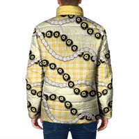 Yellow Palaka Hawaii Padded Jacket Kukui Nut Pikake Lei Hawaiian Tapa Pattern LT14 - Polynesian Pride
