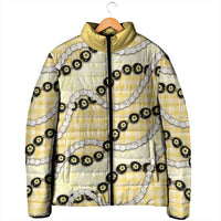 Yellow Palaka Hawaii Padded Jacket Kukui Nut Pikake Lei Hawaiian Tapa Pattern LT14 - Polynesian Pride