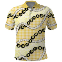 Yellow Palaka Hawaii Polo Shirt Kukui Nut Pikake Lei Hawaiian Tapa Pattern - Polynesian Pride