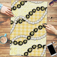 Yellow Palaka Hawaii Puzzle Kukui Nut Pikake Lei Hawaiian Tapa Pattern LT14 Yellow - Polynesian Pride