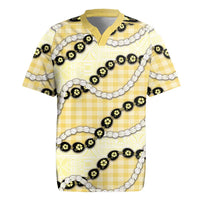 Yellow Palaka Hawaii Rugby Jersey Kukui Nut Pikake Lei Hawaiian Tapa Pattern LT14 Yellow - Polynesian Pride