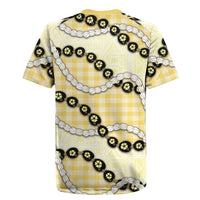 Yellow Palaka Hawaii Rugby Jersey Kukui Nut Pikake Lei Hawaiian Tapa Pattern LT14 - Polynesian Pride