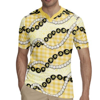 Yellow Palaka Hawaii Rugby Jersey Kukui Nut Pikake Lei Hawaiian Tapa Pattern LT14 - Polynesian Pride