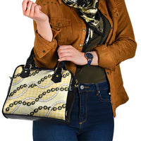 Yellow Palaka Hawaii Shoulder Handbag Kukui Nut Pikake Lei Hawaiian Tapa Pattern - Polynesian Pride