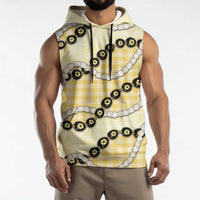 Yellow Palaka Hawaii Sleeveless Hoodie Kukui Nut Pikake Lei Hawaiian Tapa Pattern LT14 - Polynesian Pride