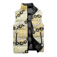 Yellow Palaka Hawaii Sleeveless Puffer Jacket Kukui Nut Pikake Lei Hawaiian Tapa Pattern LT14 - Polynesian Pride