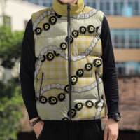 Yellow Palaka Hawaii Sleeveless Puffer Jacket Kukui Nut Pikake Lei Hawaiian Tapa Pattern LT14 - Polynesian Pride