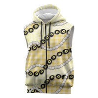 Yellow Palaka Hawaii Sleeveless Zip Hoodie Kukui Nut Pikake Lei Hawaiian Tapa Pattern LT14 Yellow - Polynesian Pride