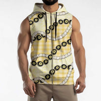 Yellow Palaka Hawaii Sleeveless Zip Hoodie Kukui Nut Pikake Lei Hawaiian Tapa Pattern LT14 - Polynesian Pride