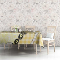 Yellow Palaka Hawaii Tablecloth Kukui Nut Pikake Lei Hawaiian Tapa Pattern LT14 - Polynesian Pride