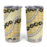 Yellow Palaka Hawaii Tumbler Cup Kukui Nut Pikake Lei Hawaiian Tapa Pattern - Polynesian Pride