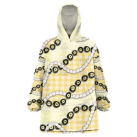 Yellow Palaka Hawaii Wearable Blanket Hoodie Kukui Nut Pikake Lei Hawaiian Tapa Pattern LT14 One Size Yellow - Polynesian Pride