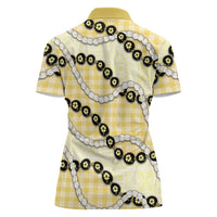 Yellow Palaka Hawaii Women Polo Shirt Kukui Nut Pikake Lei Hawaiian Tapa Pattern LT14 - Polynesian Pride