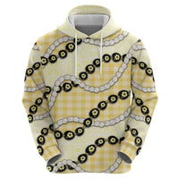 Yellow Palaka Hawaii Zip Hoodie Kukui Nut Pikake Lei Hawaiian Tapa Pattern - Polynesian Pride