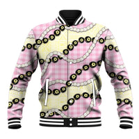 Pink Palaka Hawaii Baseball Jacket Kukui Nut Pikake Lei Hawaiian Tapa Pattern LT14 Unisex Pink - Polynesian Pride