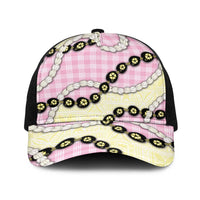 Pink Palaka Hawaii Baseball Net Cap Kukui Nut Pikake Lei Hawaiian Tapa Pattern LT14 One Size Black Pink - Polynesian Pride