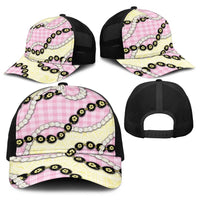Pink Palaka Hawaii Baseball Net Cap Kukui Nut Pikake Lei Hawaiian Tapa Pattern LT14 - Polynesian Pride