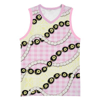 Pink Palaka Hawaii Basketball Jersey Kukui Nut Pikake Lei Hawaiian Tapa Pattern LT14 Unisex Pink - Polynesian Pride