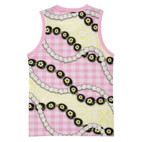 Pink Palaka Hawaii Basketball Jersey Kukui Nut Pikake Lei Hawaiian Tapa Pattern LT14 - Polynesian Pride