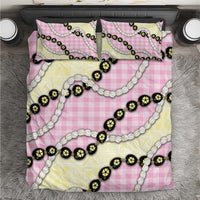 Pink Palaka Hawaii Bedding Set Kukui Nut Pikake Lei Hawaiian Tapa Pattern - Polynesian Pride