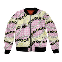 Pink Palaka Hawaii Bomber Jacket Kukui Nut Pikake Lei Hawaiian Tapa Pattern LT14 Unisex Pink - Polynesian Pride