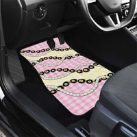 Pink Palaka Hawaii Car Mats Kukui Nut Pikake Lei Hawaiian Tapa Pattern - Polynesian Pride
