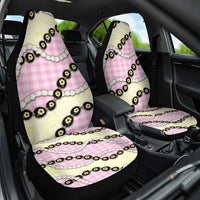 Pink Palaka Hawaii Car Seat Cover Kukui Nut Pikake Lei Hawaiian Tapa Pattern - Polynesian Pride