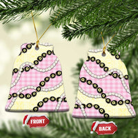 Pink Palaka Hawaii Ceramic Ornament Kukui Nut Pikake Lei Hawaiian Tapa Pattern - Polynesian Pride