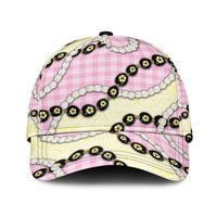 Pink Palaka Hawaii Classic Cap Kukui Nut Pikake Lei Hawaiian Tapa Pattern LT14 Universal Fit Pink - Polynesian Pride