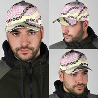 Pink Palaka Hawaii Classic Cap Kukui Nut Pikake Lei Hawaiian Tapa Pattern LT14 - Polynesian Pride