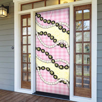 Pink Palaka Hawaii Door Cover Kukui Nut Pikake Lei Hawaiian Tapa Pattern - Polynesian Pride