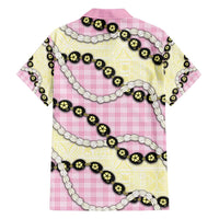 Pink Palaka Hawaii Family Matching Long Sleeve Bodycon Dress and Hawaiian Shirt Kukui Nut Pikake Lei Hawaiian Tapa Pattern - Polynesian Pride