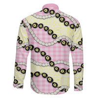 Pink Palaka Hawaii Family Matching Off Shoulder Short Dress and Hawaiian Shirt Kukui Nut Pikake Lei Hawaiian Tapa Pattern - Polynesian Pride