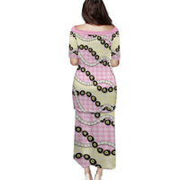 Pink Palaka Hawaii Family Matching Puletasi and Hawaiian Shirt Kukui Nut Pikake Lei Hawaiian Tapa Pattern - Polynesian Pride