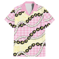Pink Palaka Hawaii Family Matching Short Sleeve Bodycon Dress and Hawaiian Shirt Kukui Nut Pikake Lei Hawaiian Tapa Pattern - Polynesian Pride