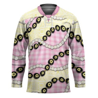 Pink Palaka Hawaii Hockey Jersey Kukui Nut Pikake Lei Hawaiian Tapa Pattern LT14 Unisex Pink - Polynesian Pride