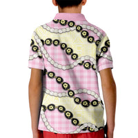 Pink Palaka Hawaii Kid Polo Shirt Kukui Nut Pikake Lei Hawaiian Tapa Pattern LT14 - Polynesian Pride